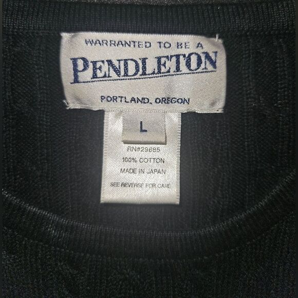 Vintage Pendleton Black Cotton Cable Knit Short Sleeve Top Size L - Picture 2 of 5